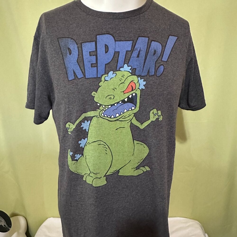 Rugrats Reptar Green T Rex Men's Dark Gray T Shirt Large